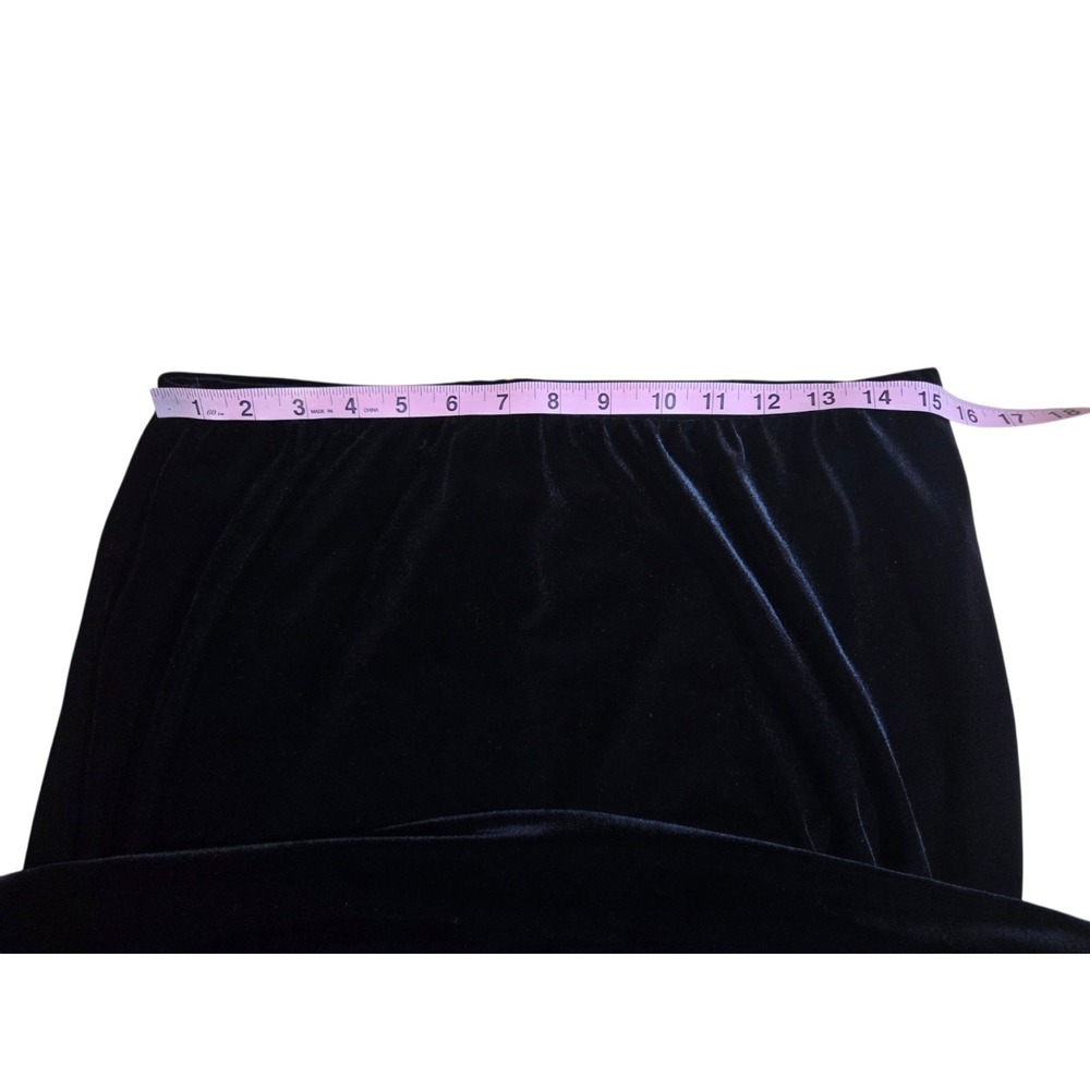 Vintage Black Velour Maxi Skirt Pull On Stretchy L/XL Another Thyme - Picture 3 of 4